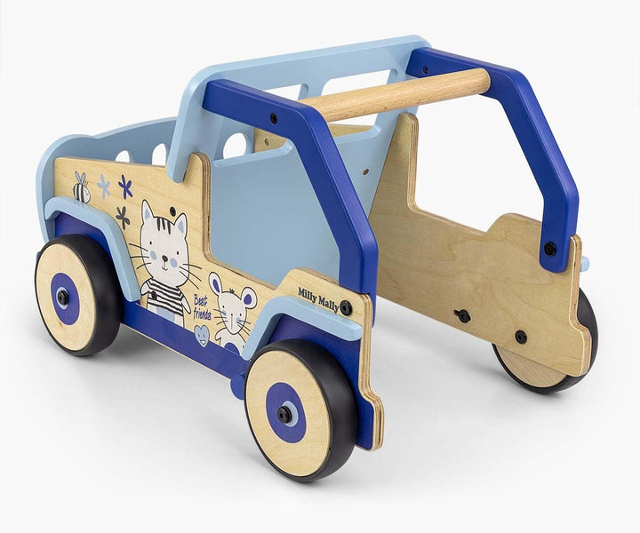 Milly Mally Explorer Kinder Lauflernwagen Holz Baby Push Pull Lauflernhilfe Spielzeug für 1-3 Jahre