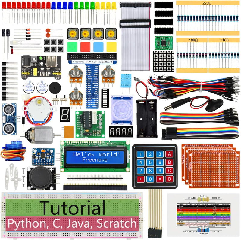 FREENOVE Ultimate Starter Kit for Raspberry Pi 4 B 3 B+ 400, 558-Page Detailed Tutorial, Python C Ja