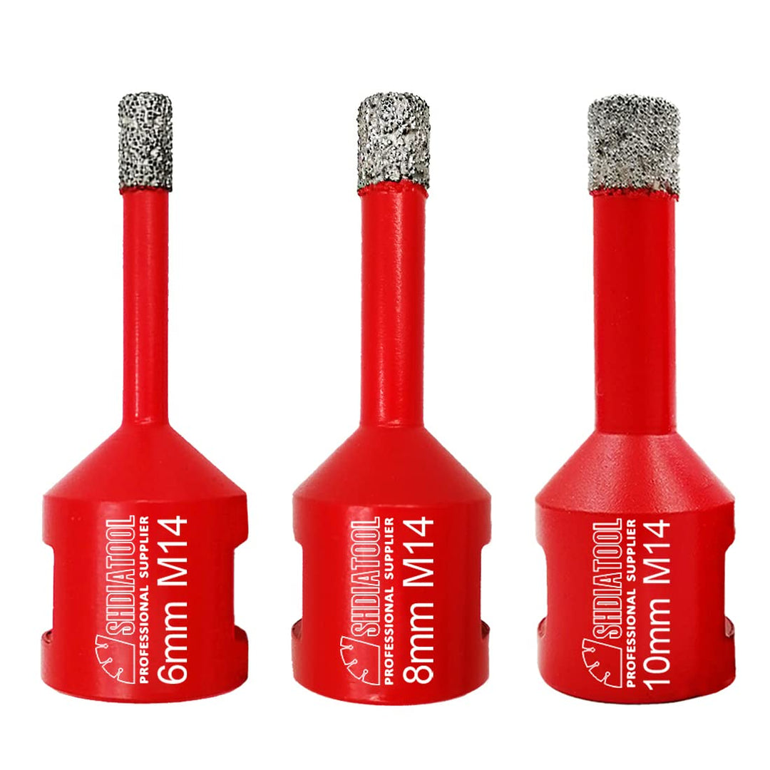 Shdiatool Diamantbohrer, Vakuum-geschliffen mit Anschluss M14 Diamant Höhe 10 mm für Fliesen Keramik