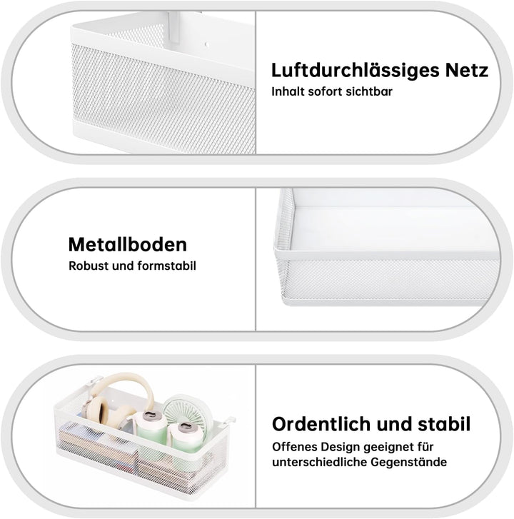Bettablage zum Einhängen, Bett Organizer für Schlafzimmer &amp; Wohnheim, XL Weiss 35 × 13 × 10 cm, Weis
