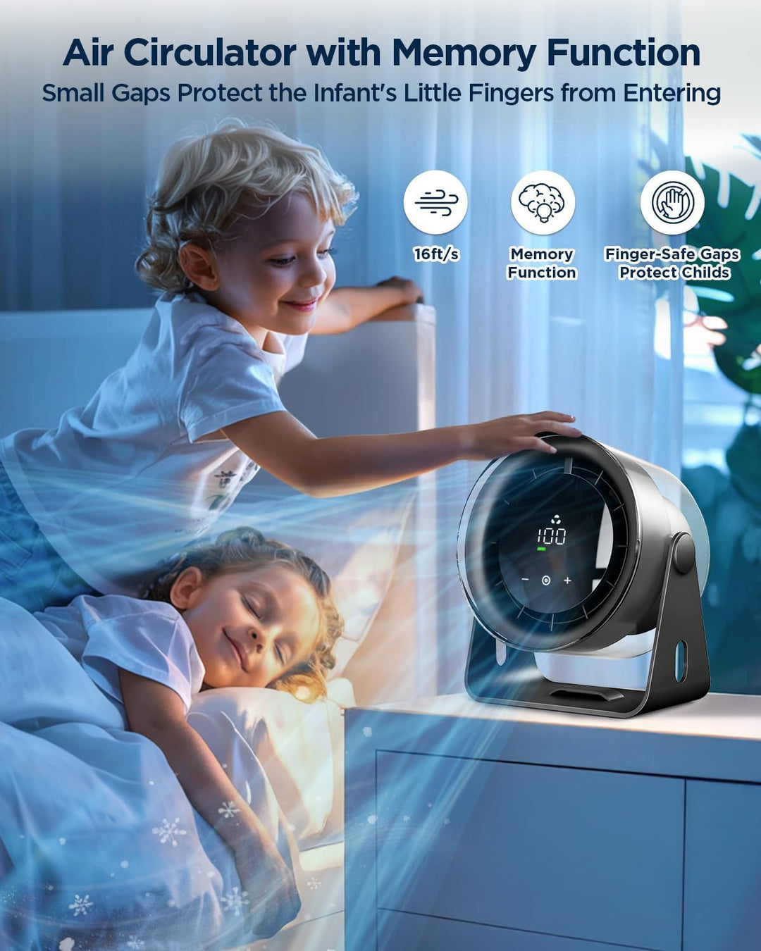 EasyAcc 6000mAh Ventilator leise, 5 m/s wiederaufladbarer Turboventilator,Luftzirkulator Ventilator