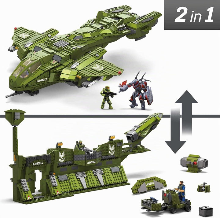 MEGA Construx GNB28 - Halo Infinite UNSC Pelican-Flugschiff, mit 2024 Bausteinen, Spielzeug ab 10 Ja
