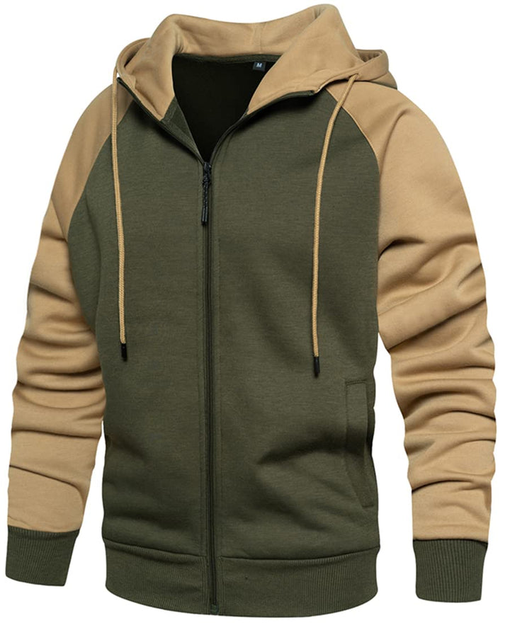 PADOLA Kapuzenpullover Herren Zip Up Hoodie Farbblock Übergangsjacke Langarm Pullover Patschwork Win