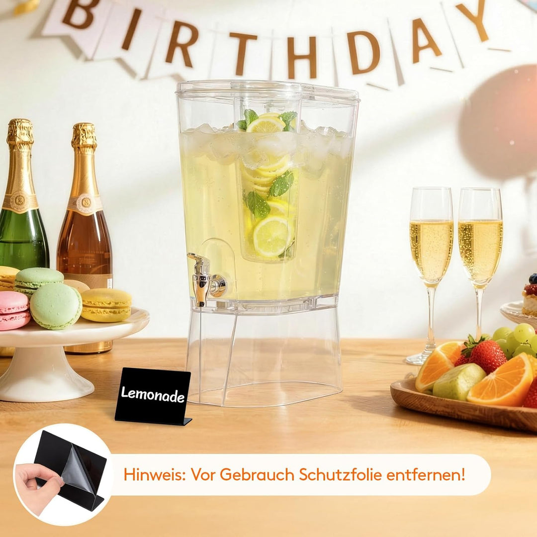 Lifewit 2 x 8 L Getränkespender mit Zapfhahn, Ständer, Eiszylinder und Löschbar Schilder, Kunststoff