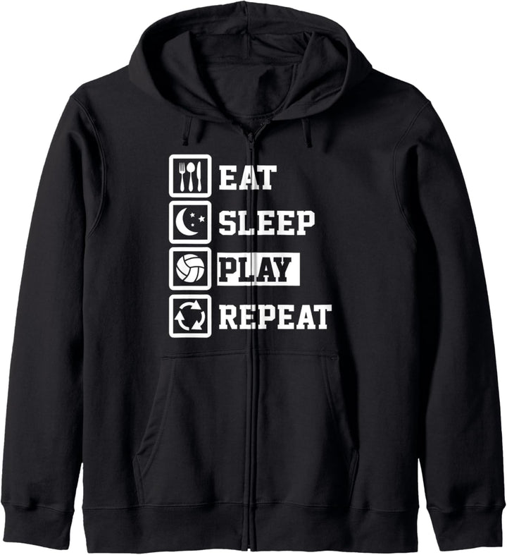Eat Sleep Volleyball Repeat Funny Volleyball Kapuzenjacke