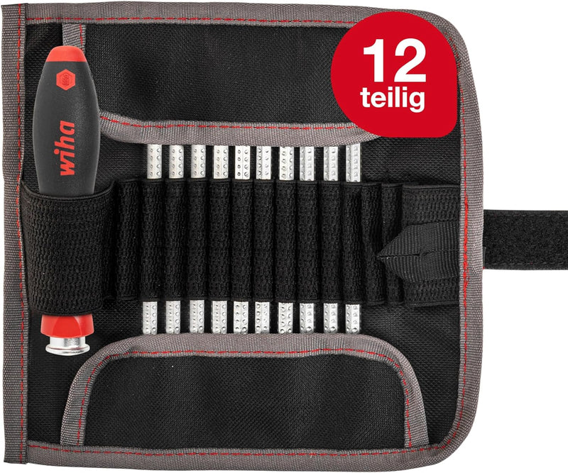 Wiha Schraubendreher mit Wechselklinge Kombiklingen-Satz SYSTEM 4 in Rolltasche (27820) / 12 teilig,