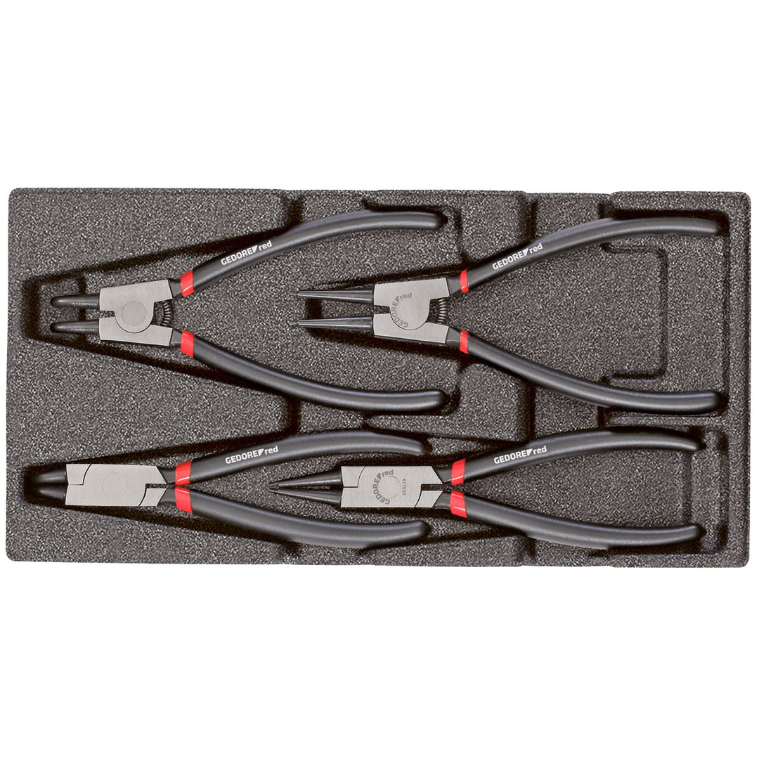 GEDORE red R22150017 Sicherungsringzangen-Satz im 1/3 Schaumstoffmodul, 4-teilig
