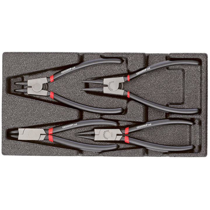 GEDORE red R22150017 Sicherungsringzangen-Satz im 1/3 Schaumstoffmodul, 4-teilig