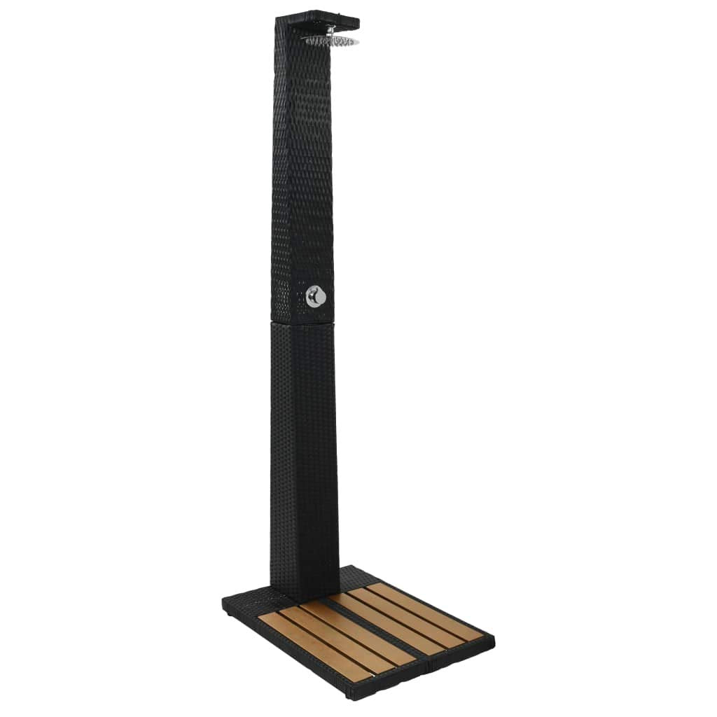 yorten Solardusche, Gartendusche Aussendusche Pooldusche, Poly Rattan WPC, Einstellbarer Wasserdruck