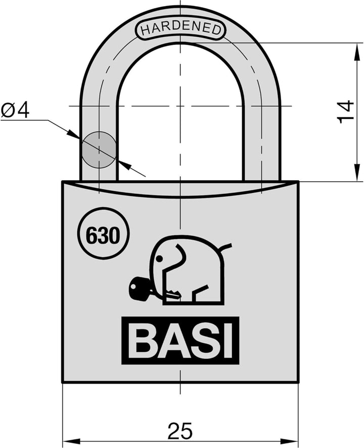BASI | Vorhangschloss 6er Set | 25 mm | gleichschliessend | massives Aluminium-Gehäuse | gehärteter
