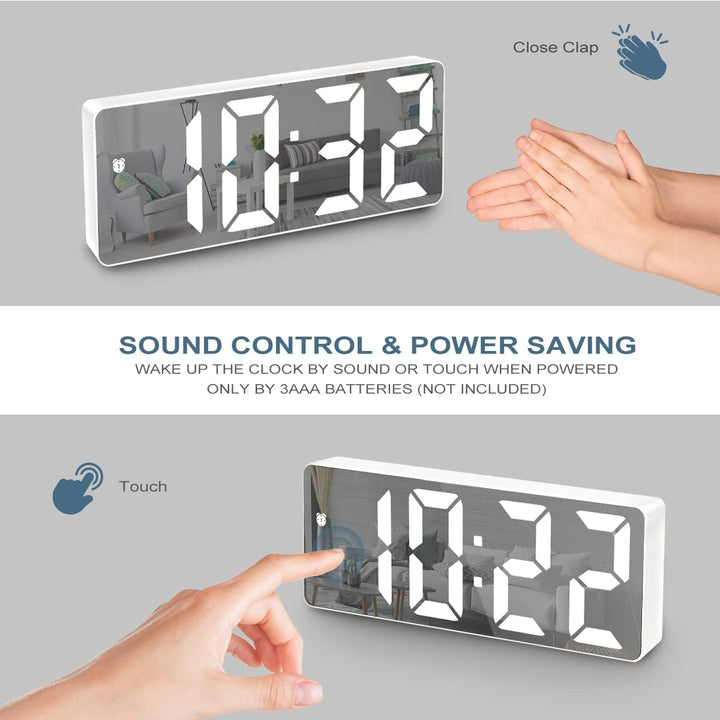 New Version Digitale Wecker, LED-Uhr, elektronische Tischuhr mit Temperaturanzeige, Reisewecker, ein