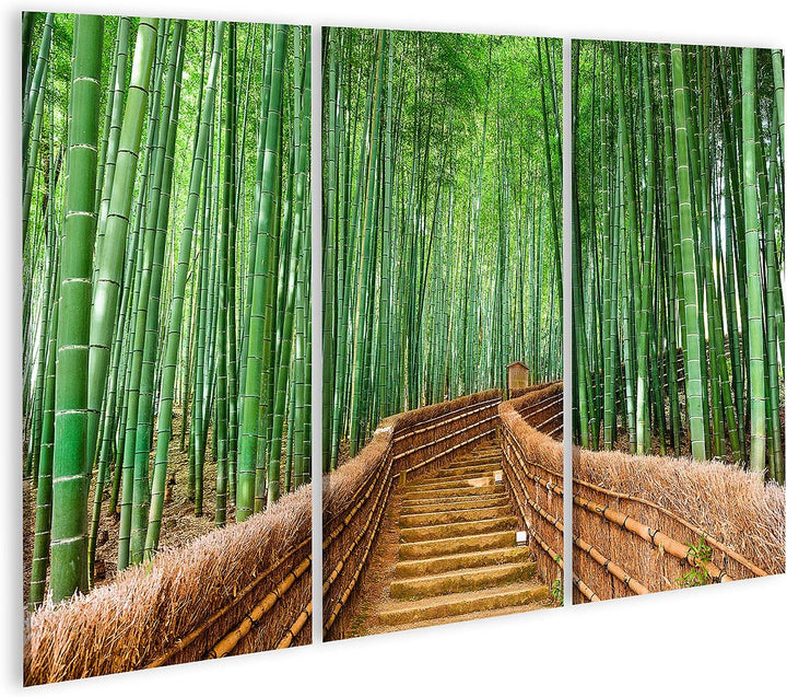 islandburner Bild auf Leinwand Kyoto Japan Wald Bilder Wandbilder Poster Leinwand 130x80cm - 3 Teile