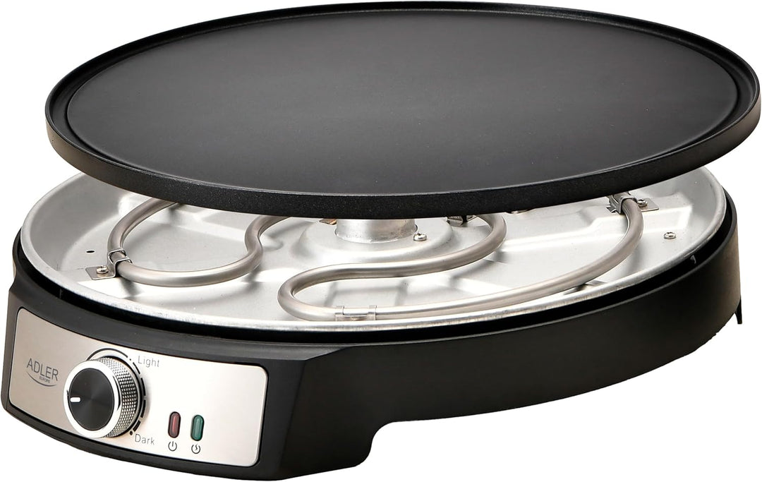 Adler Crêpe Maker [Ø 30cm] elektrisch mit Teigverteiler & Wender | Pfannkuchen Maker Platte mit Anti