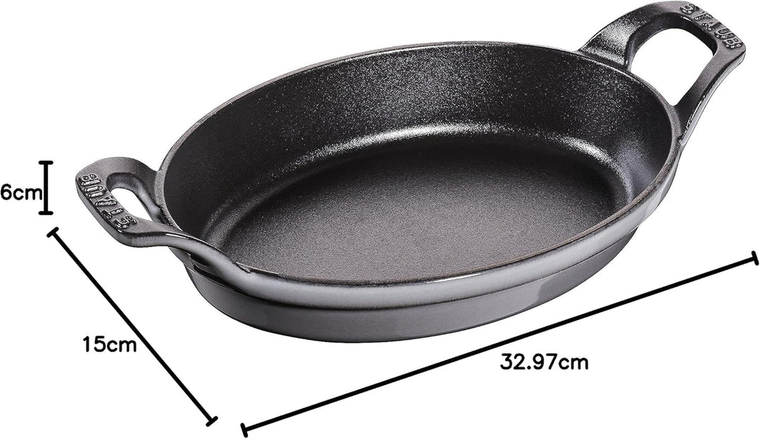 STAUB Auflaufform oval, Induktionsgeeignet, Gusseisen, Graphitgrau, 21 cm x 15cm Graphitgrau 27 x 15