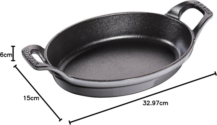STAUB Auflaufform oval, Induktionsgeeignet, Gusseisen, Graphitgrau, 21 cm x 15cm Graphitgrau 27 x 15