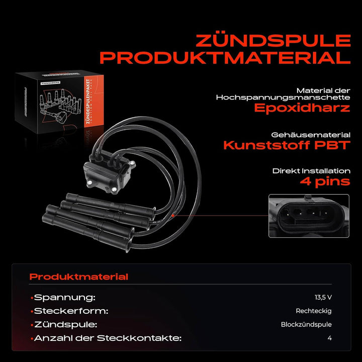 Zündspule Zündmodul mit Zündleitung für Kubistar Kasten X80 Clio II BB_, CB_ Kangoo KC0/1_ Kangoo Ex