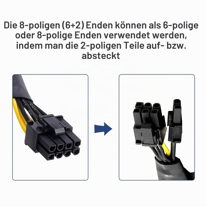 8Pin PCIe Splitter, PCI-e 8-Pin Buchse auf Dual (6+2)-Pin Stecker GPU-VGA Stromkabel PCI-Express Ada