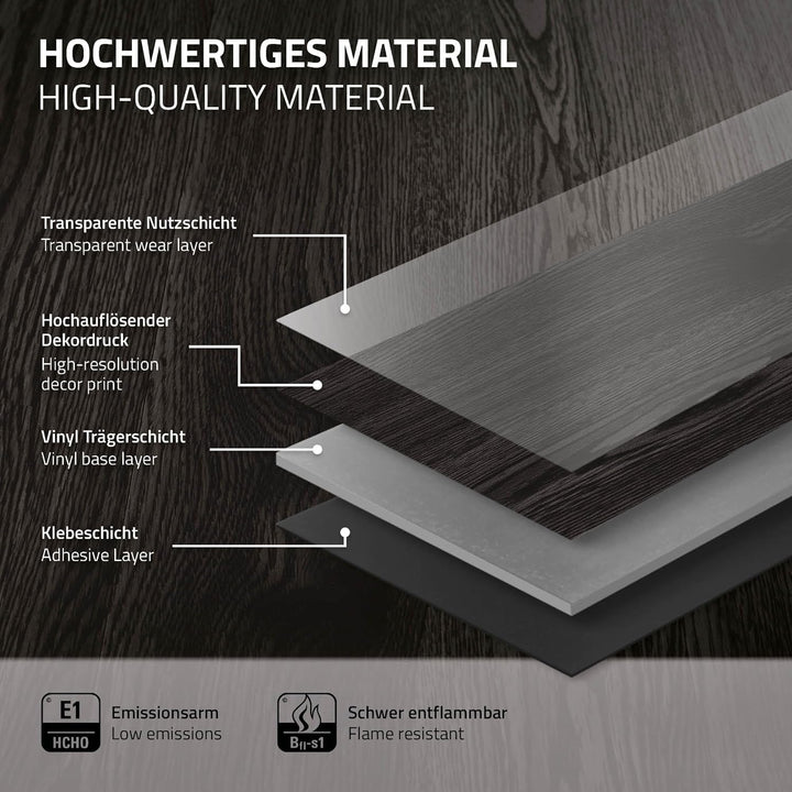 ML-Design Deluxe PVC Bodenbelag, Selbstklebende Vinyl-Dielen, Vinylboden, 91,5 cm x 15,3 cm x 2 mm,