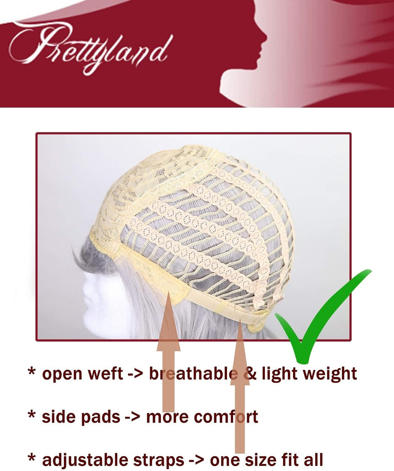 Prettyland C327 - lange Perücke Langhaar 60cm Stufenschnitt Hitzefest Wig - Schwarz & Braun Gemischt
