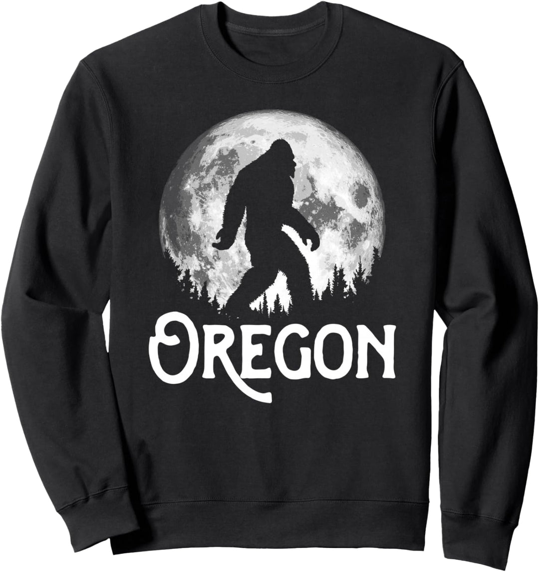 Oregon Bigfoot at Night! Cool Full Moon & Trees Sasquatch Sweatshirt