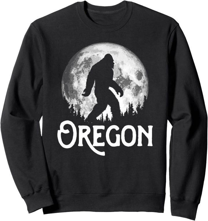 Oregon Bigfoot at Night! Cool Full Moon & Trees Sasquatch Sweatshirt
