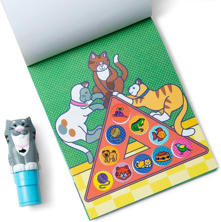 Melissa & Doug Sticker Wow!™ Katzen-Paket: 24-seitiger Aktivitätenblock, Aufkleberstempel, Mini-Akti