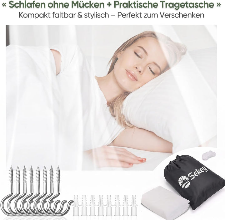 Sekey XXL Grosses Moskitonetz für Doppelbette kastenförmig Mesh Insektennetz für Innen und Aussen mi
