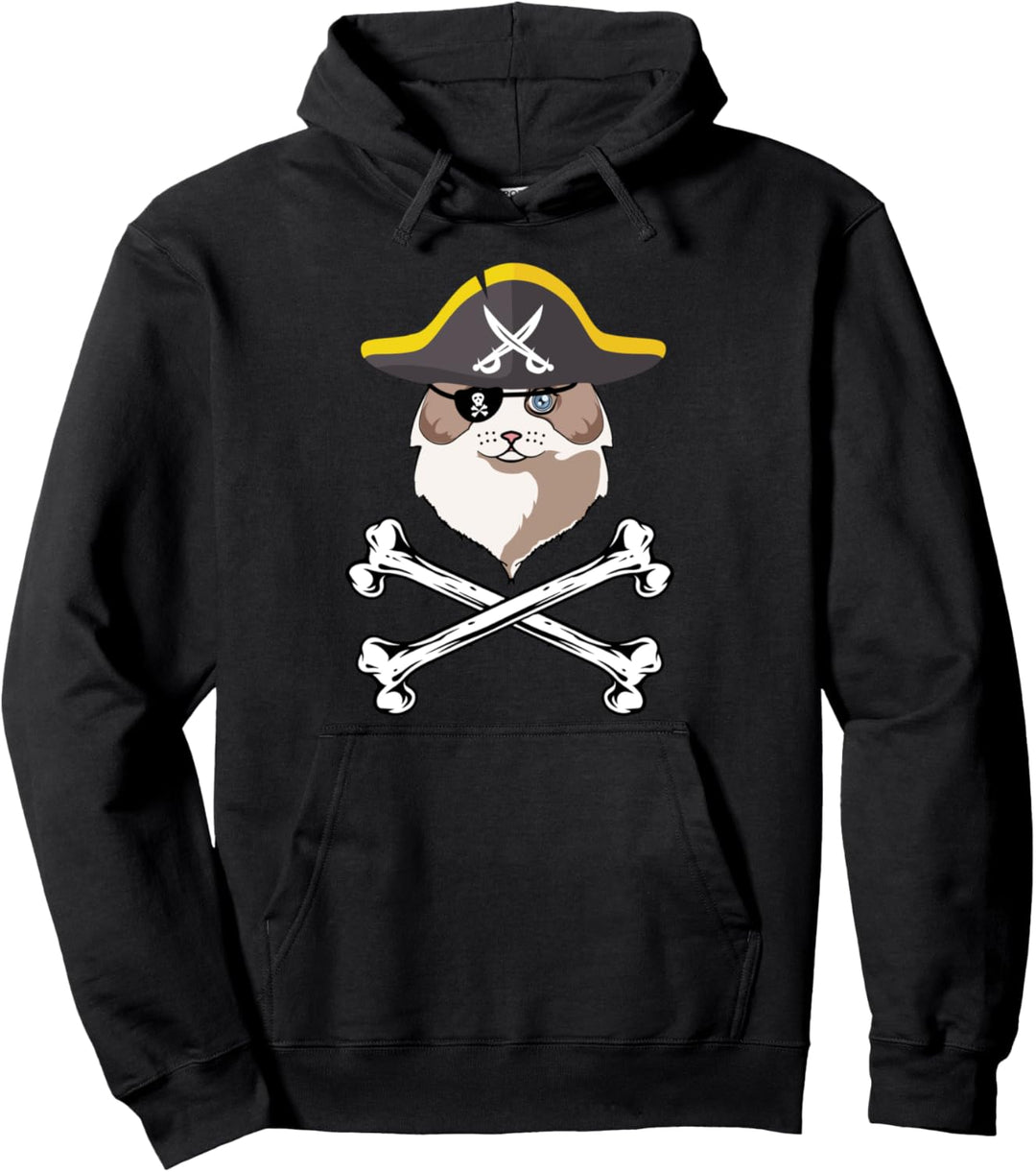Kawaii Lustige Halloween Ragdoll Piraten Katze Mama Pullover Hoodie