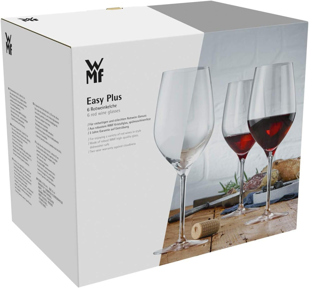 WMF Easy Plus Rotwein Weingläser Set 6-teilig, 450ml, Kristallglas, spülmaschinenfest, transparent r
