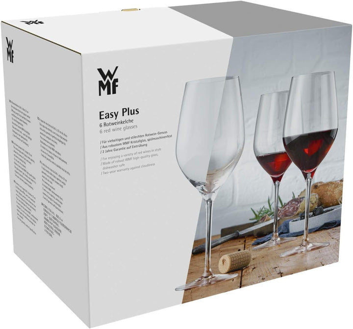 WMF Easy Plus Rotwein Weingläser Set 6-teilig, 450ml, Kristallglas, spülmaschinenfest, transparent r