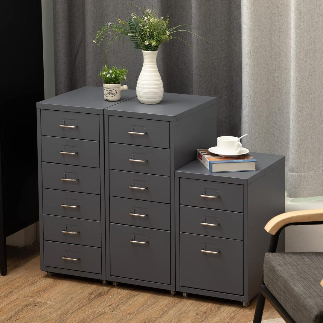 HollyHOME Mobiler Aktenschrank mit 6 Schubladen, rollender Aktenorganisator, Aufbewahrungsschrank au