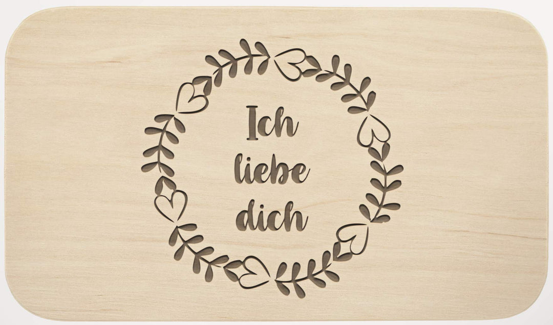 Frühstücksbrett mit Gravur - ''Ich Liebe Dich'' - Holz - hochwertige Qualität - Geschenk - Schneideb