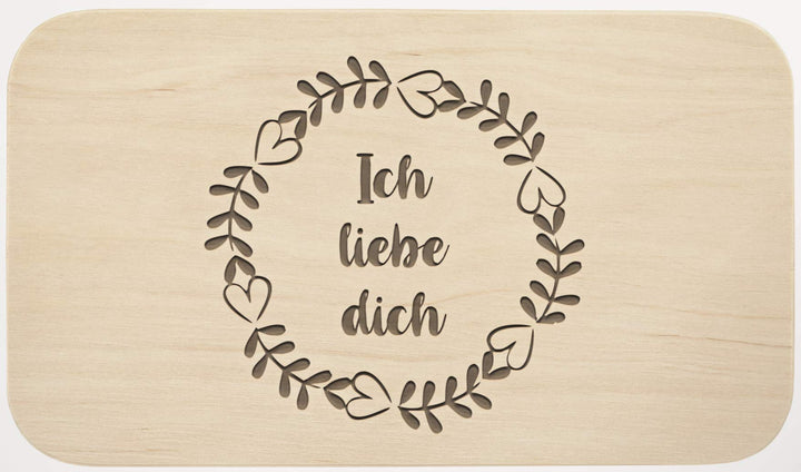 Frühstücksbrett mit Gravur - ''Ich Liebe Dich'' - Holz - hochwertige Qualität - Geschenk - Schneideb