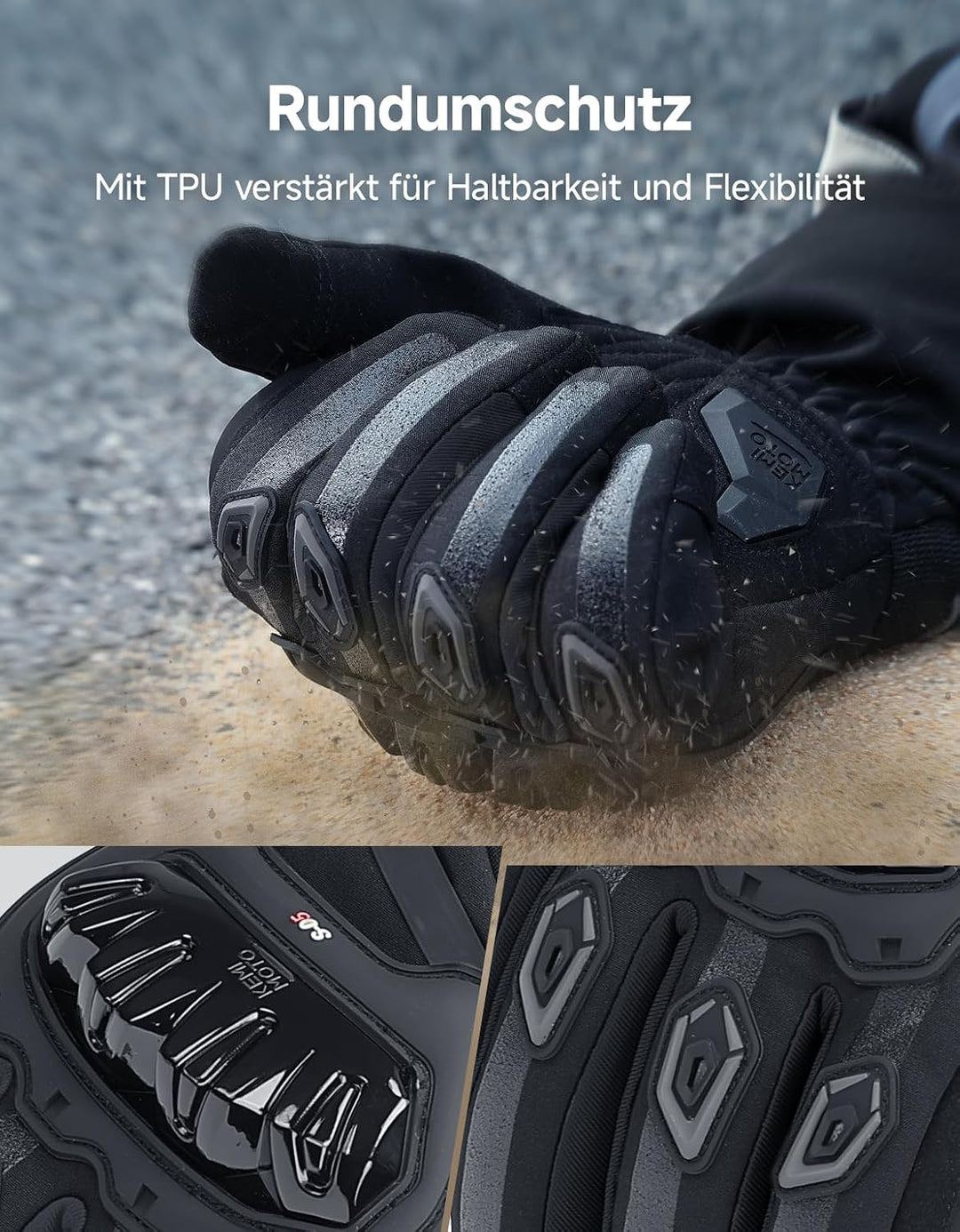 KEMIMOTO Winter Motorradhandschuhe, geprüfte Motorradhandschuhe,Motorrad Handschuhe Winter, Touchscr