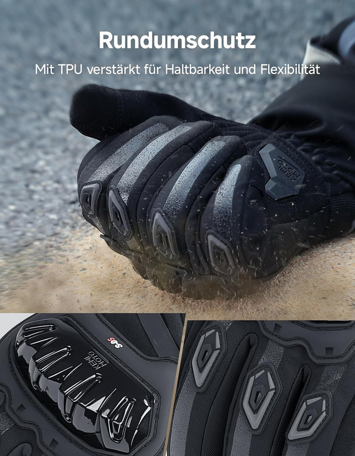 KEMIMOTO Winter Motorradhandschuhe, geprüfte Motorradhandschuhe,Motorrad Handschuhe Winter, Touchscr