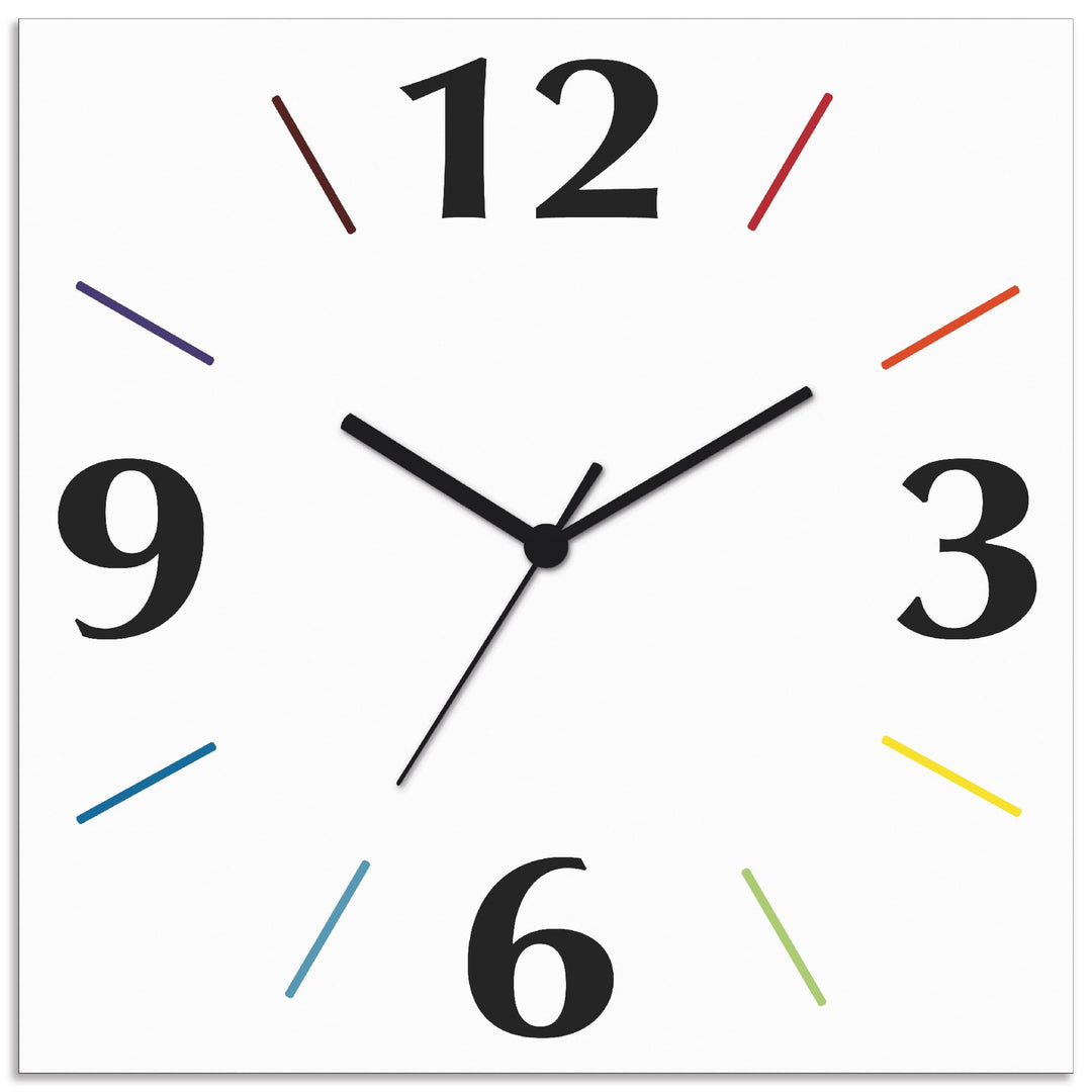 ARTLAND Wanddeko Wanduhr ohne Tickgeräusche Alu Quarzuhr 30x30 cm Quadratisch Lautlos 4 Ziffern Farb