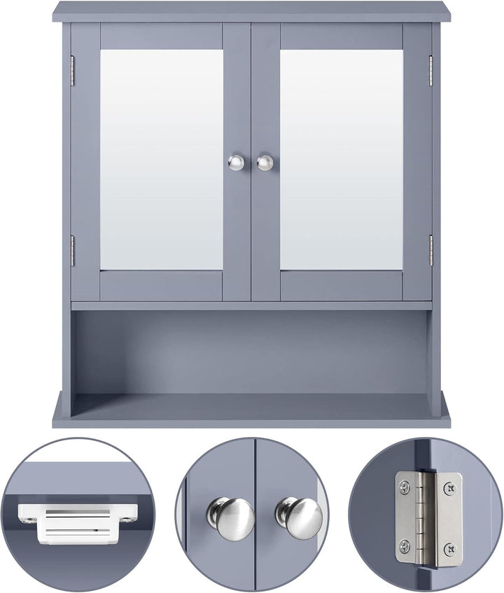 Yaheetech Spiegelschrank, Badschrank, Hängeschrank mit Spiegeltür, Badezimmerspiegel Wandschrank mit