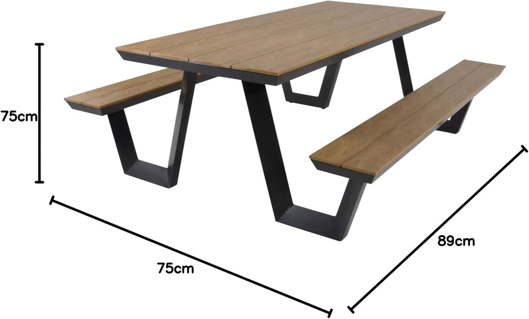 Lesli Living Picknick-Set Bank mit Tisch rechteckig 200cm Aluminium