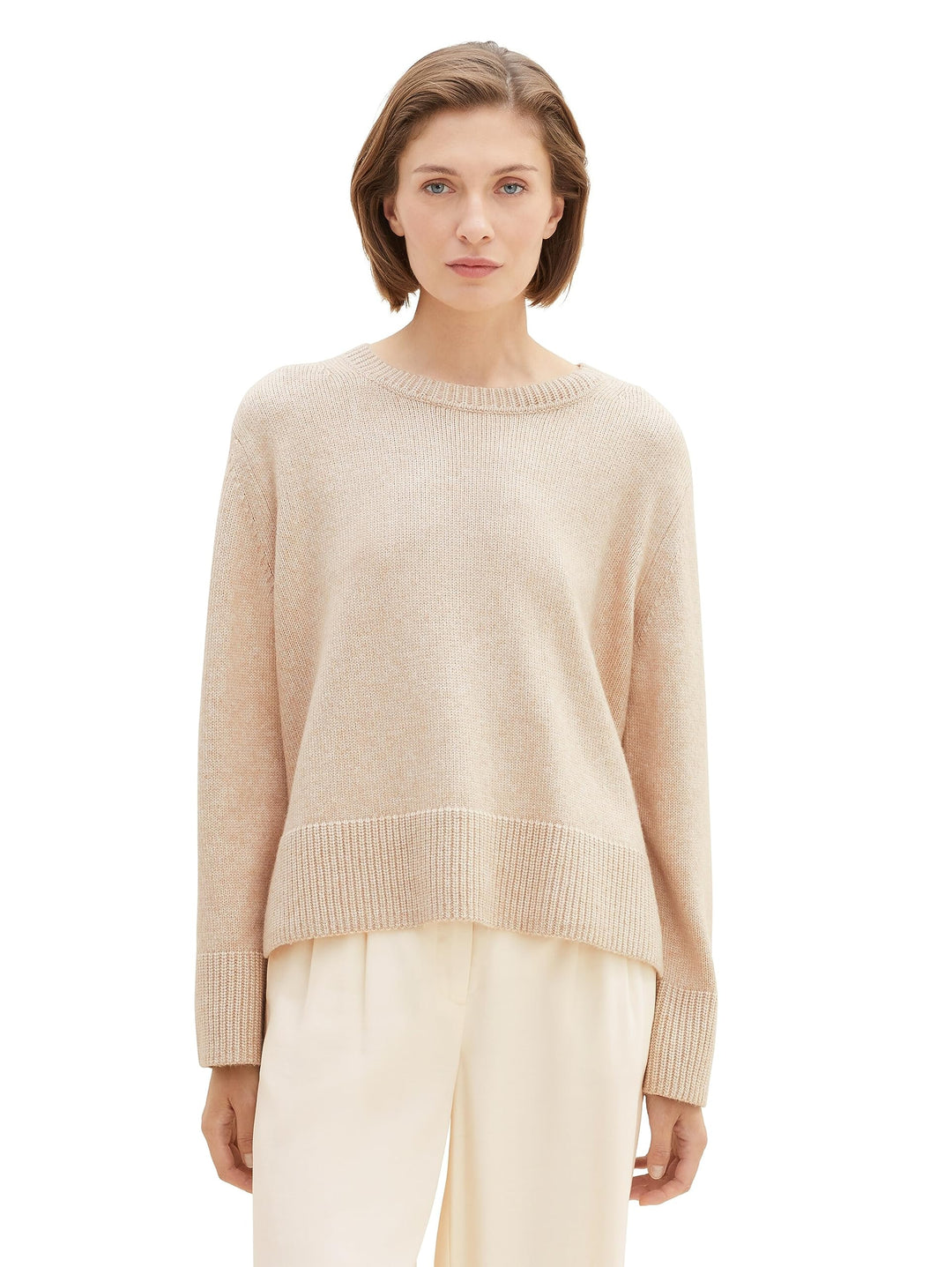 TOM TAILOR Damen Pullover XL 33962 - Doeskin Melange, XL 33962 - Doeskin Melange