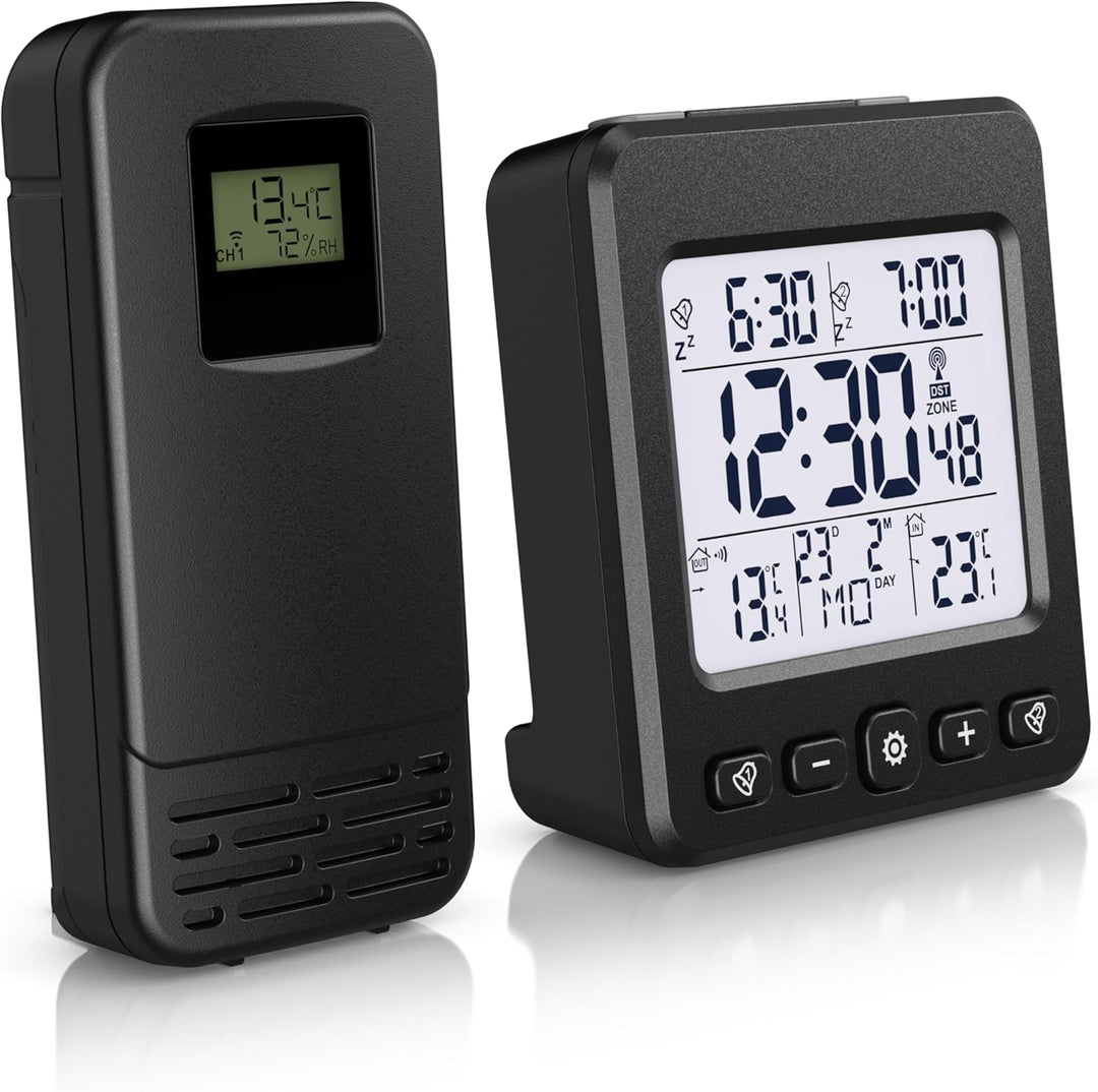 CSL - Funk Wetterstation Funk mit Aussensensor - Funkwecker digital - Innentemperatur und Aussentemp