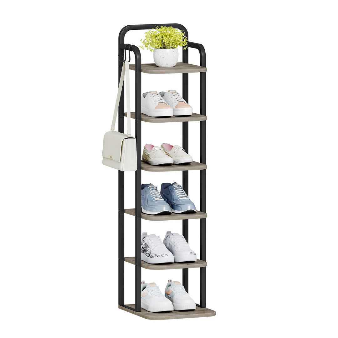 Hzuaneri Vertikales Schuhregal, 6-Stöckige Schuhregale, Schuhturm für Kleine Räume, Freistehend, Ver