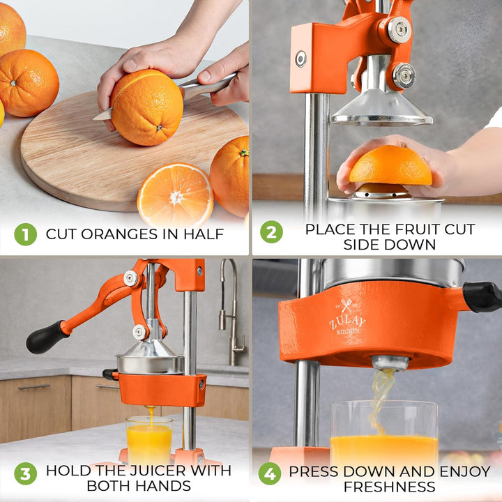 Zulay Kitchen Orangensaftpresse aus Gusseisen, robust, leicht zu reinigen, professionelle Zitruspres