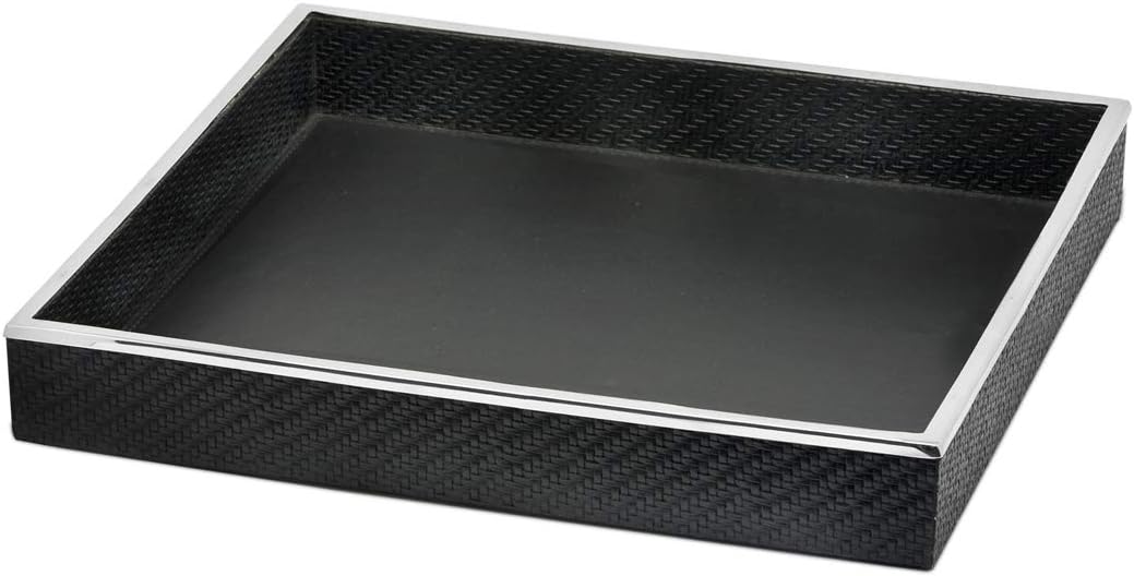 EDZARD Serviertablett Jackson, quadratisch, Edelstahl mit Kunstlederbezug, rechteckig, 39 x 38 cm