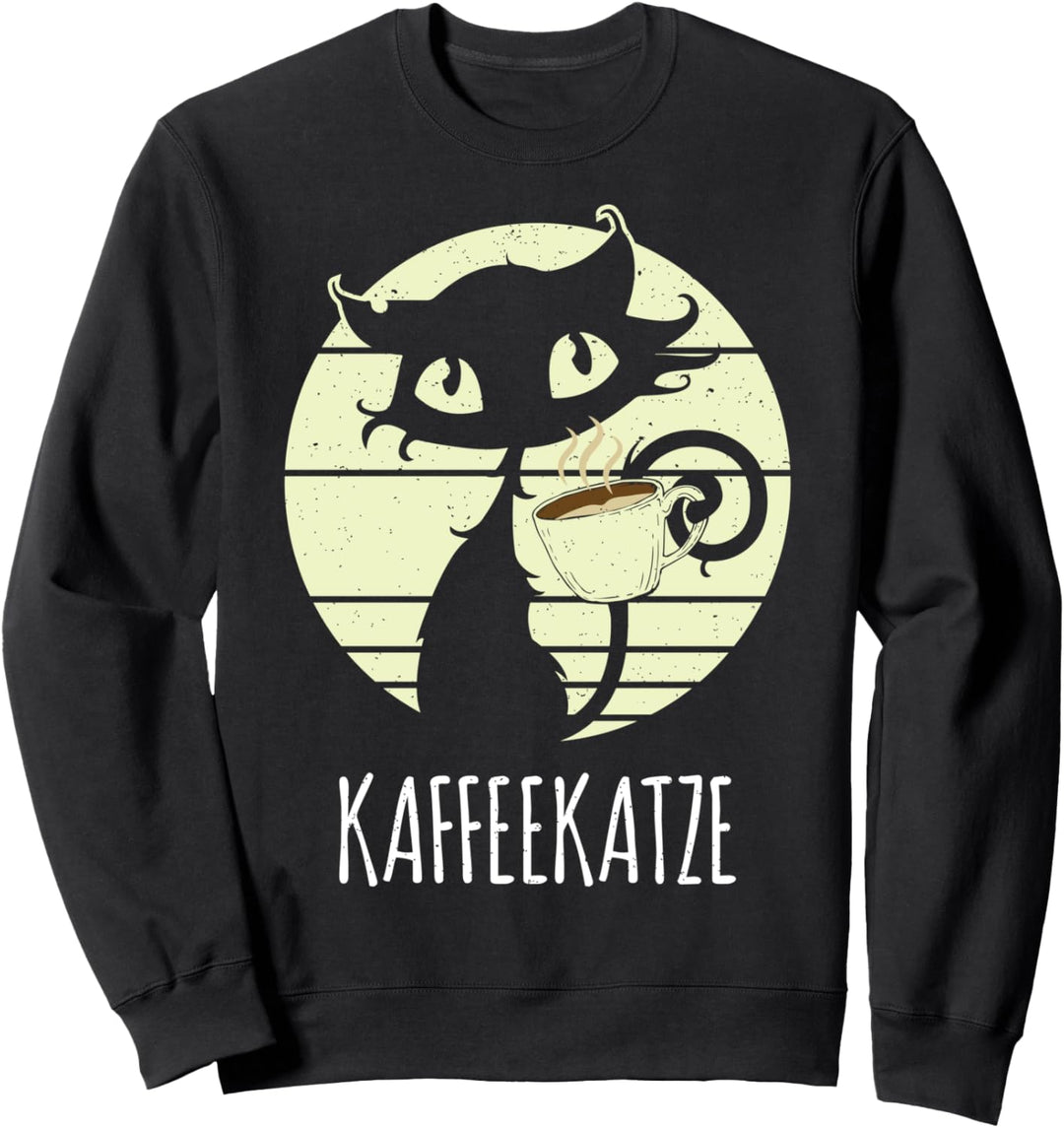 Kaffeekatze Süsse Retro Kaffee Katze Sonnenuntergang Katzen Sweatshirt