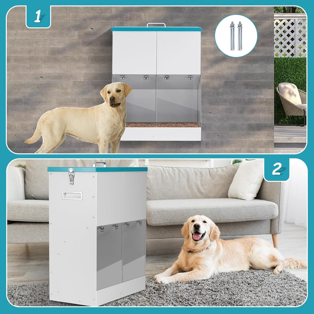 Automatische Schwerkraft-Hundefütterung für 2 Hunde - Keine Montage erforderlich, 46Lbs Kapazität, v
