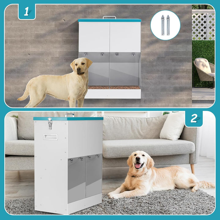 Automatische Schwerkraft-Hundefütterung für 2 Hunde - Keine Montage erforderlich, 46Lbs Kapazität, v