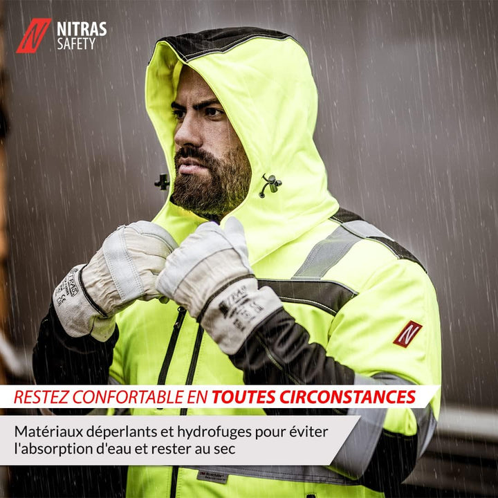 Nitras Herren Motion Tex Viz Softshell-Warnschutzjacke XS Neongelb, XS Neongelb