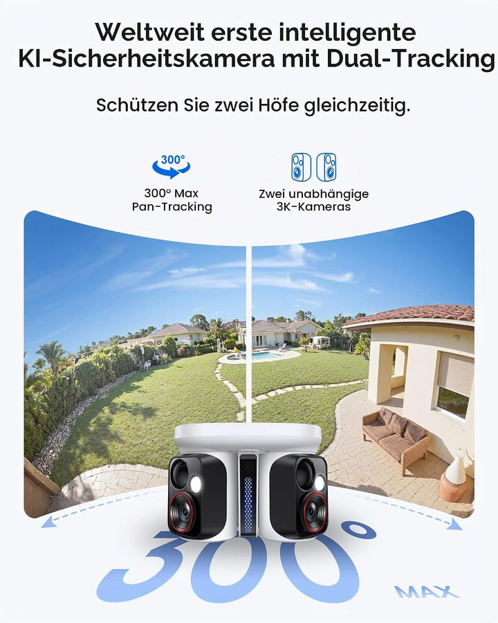 Baseus Security X1 Pro Überwachungskamera Aussen Solar WLAN, Kamera Überwachung Kabellos Dual-Kamera