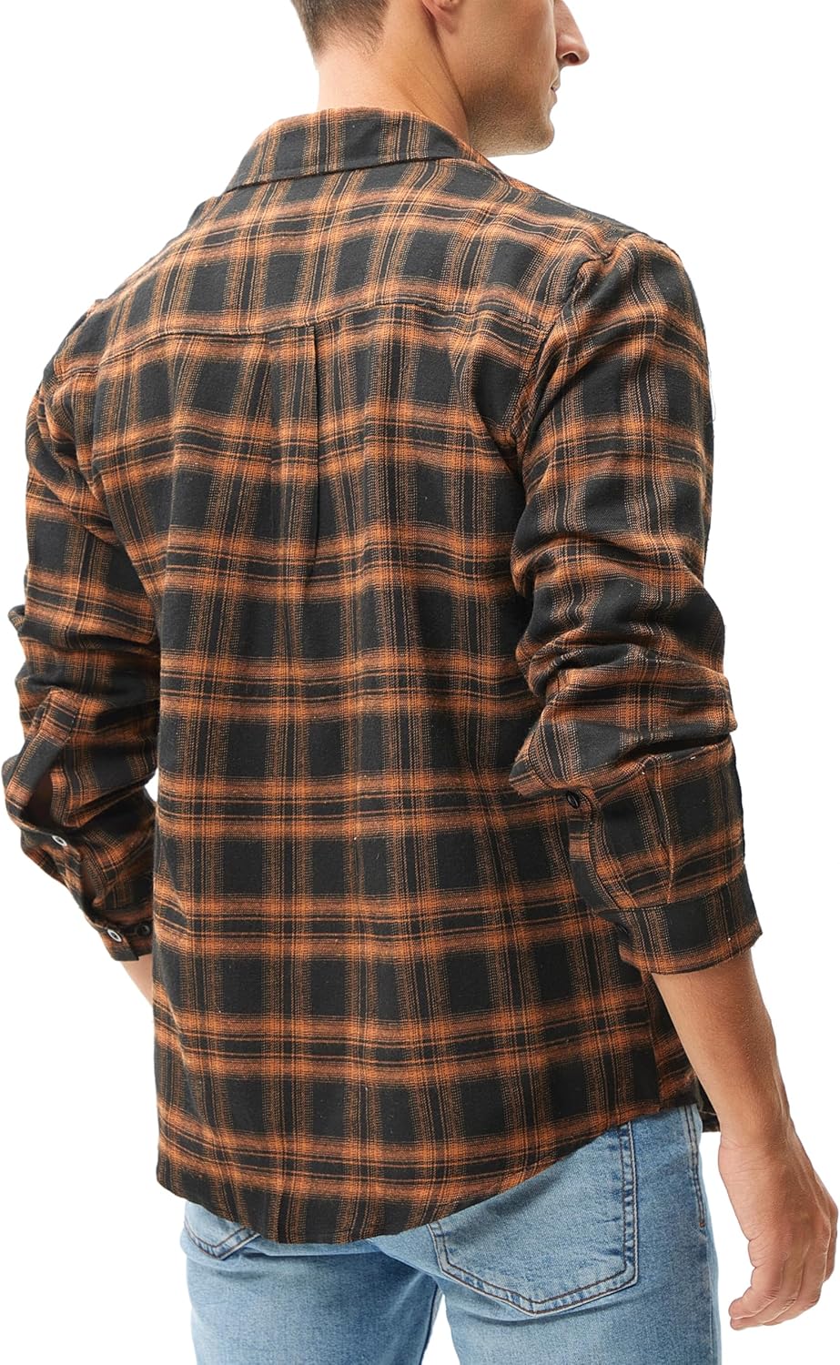 Yukiuiny Herren Holzfällerhemd 100% Baumwolle Langarm Kariertes Hemd Casual Button Down Flanell Frei