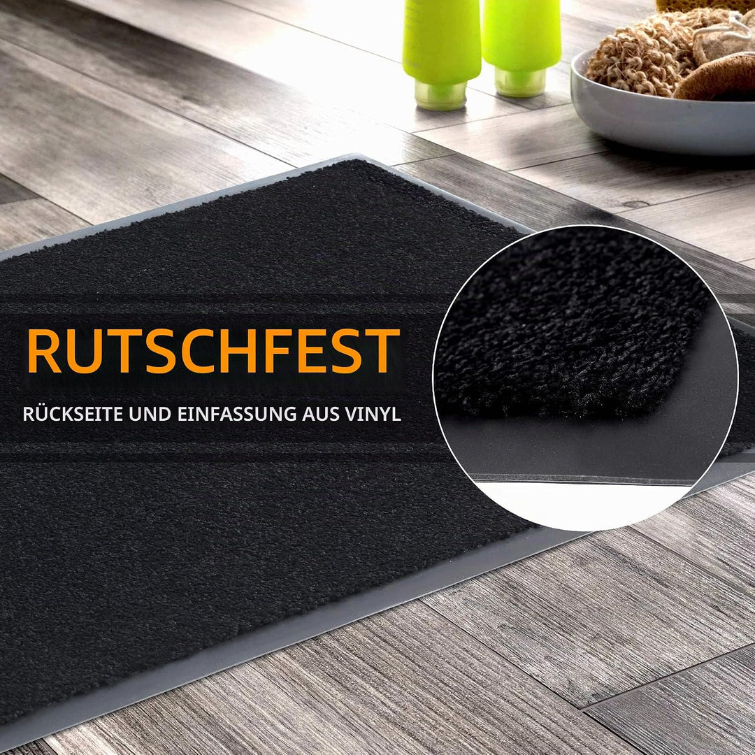 GadHome Fussmatte Schwarz 90x150 cm|Eingangstürmatte wasserdicht waschbar strapazierfähiger Schmutzf